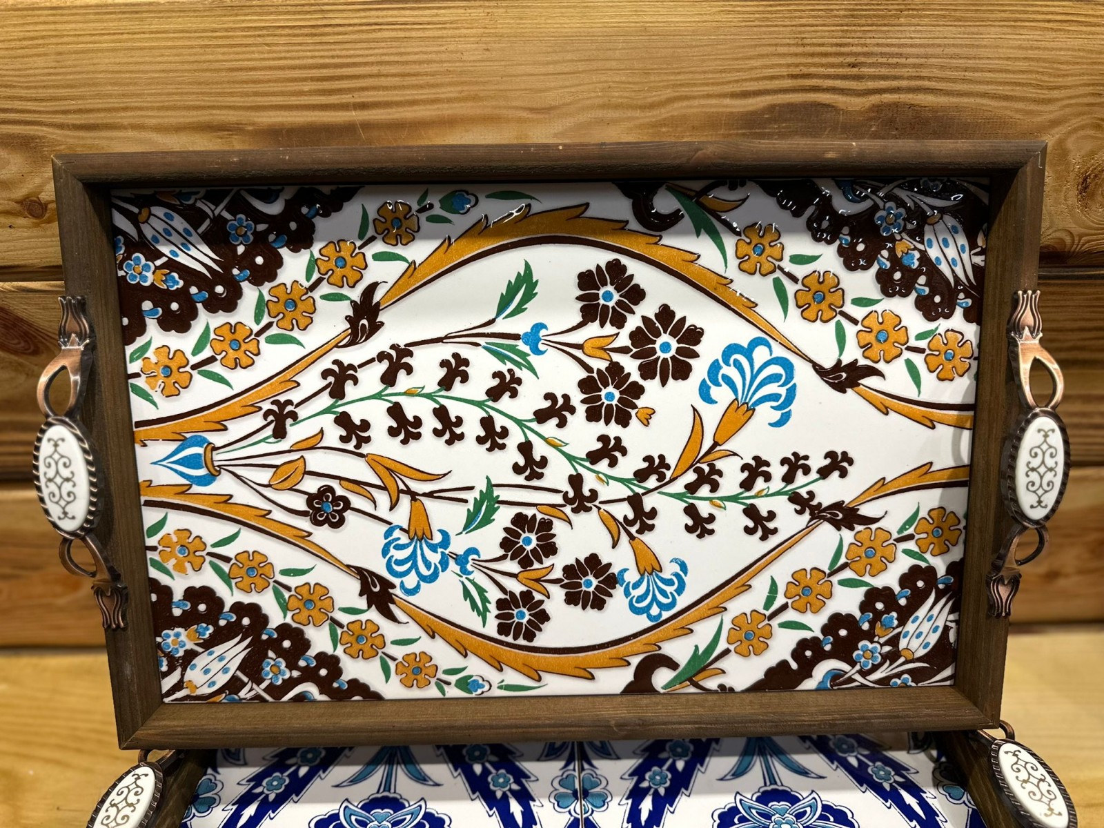 AHŞAP ÇİNİ TEPSİ CEVİZ BÜYÜK BOY 42,5 CM X 27,5 CM