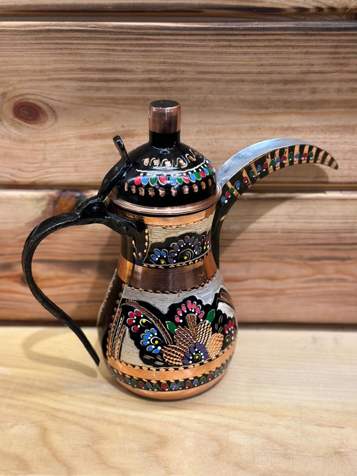 BAKIR MIRRA CEZVESİ BÜYÜK 25 CM EL İŞLEMESİ MİNELİ