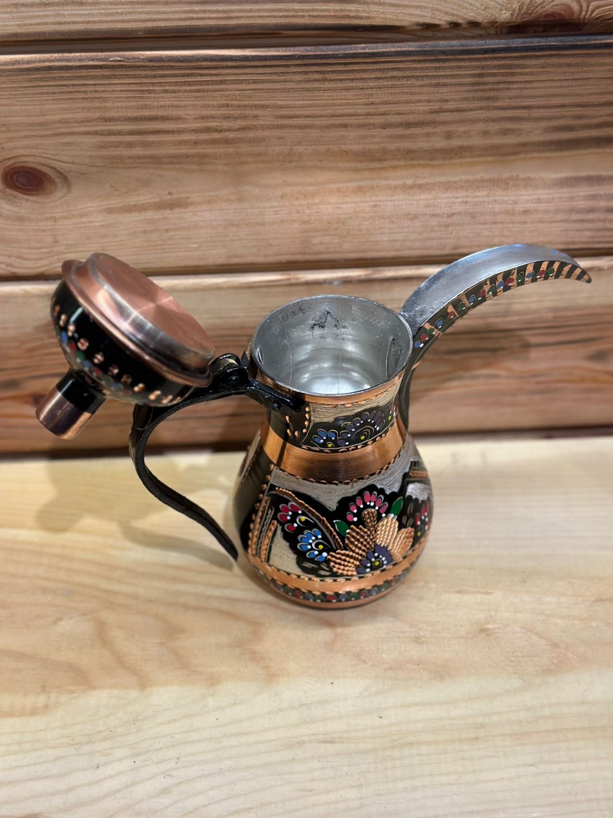 BAKIR MIRRA CEZVESİ BÜYÜK 25 CM EL İŞLEMESİ MİNELİ