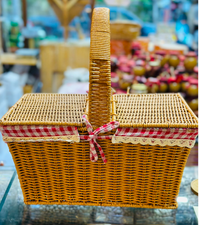 RATTAN PİKNİK SEPETİ KAPAKLI BÜYÜK