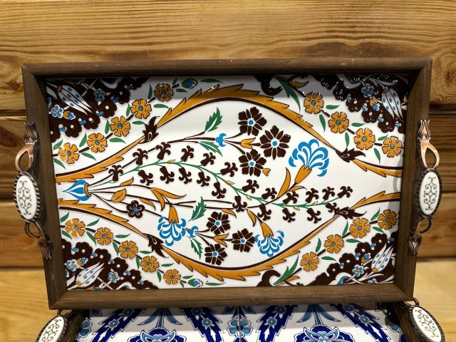 AHŞAP ÇİNİ TEPSİ CEVİZ BÜYÜK BOY 42,5 CM X 27,5 CM