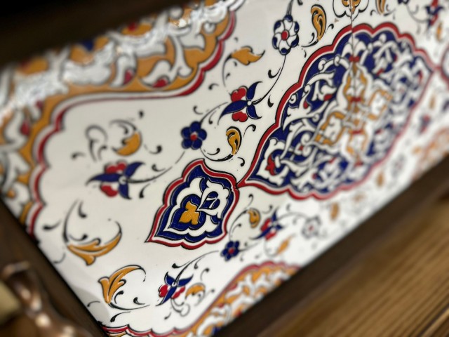 AHŞAP ÇİNİ TEPSİ CEVİZ ORTA BOY 42,5 CM X 23 CM