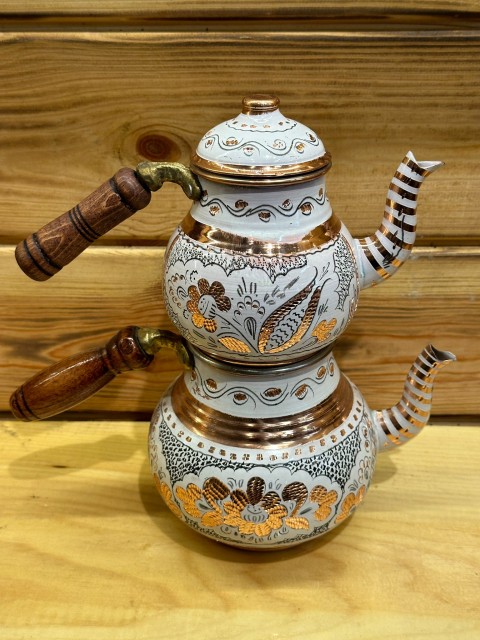 BAKIR ÇAYDANLIK BEYAZ EL İŞLEMESİ