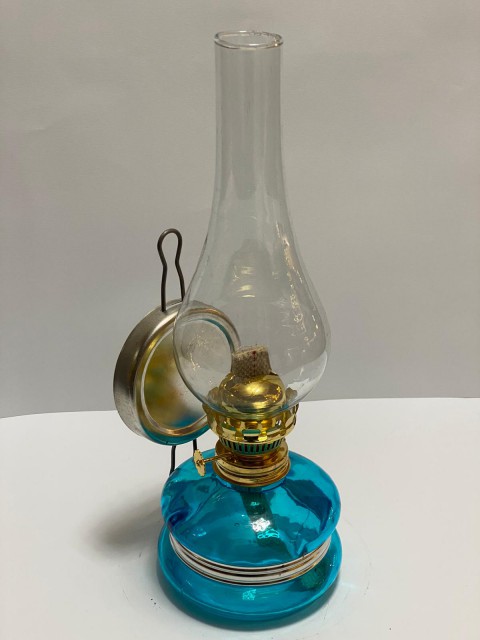 MAVİ CAM  GAZ LAMBASI KANDİL ( LÜKÜS IŞIK)