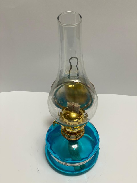 MAVİ CAM  GAZ LAMBASI KANDİL ( LÜKÜS IŞIK)
