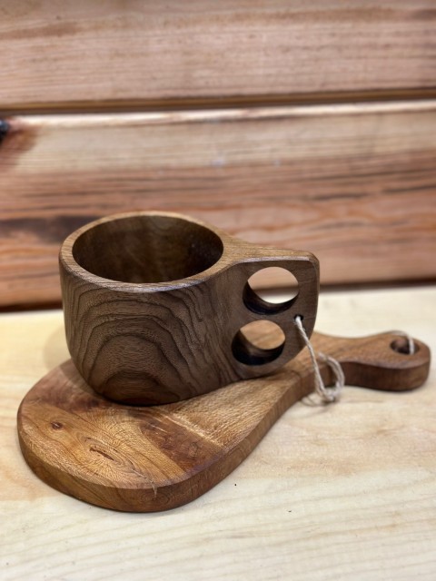 KUKSA BARDAK AHŞAP ALTLIKLI CEVİZ AĞACI